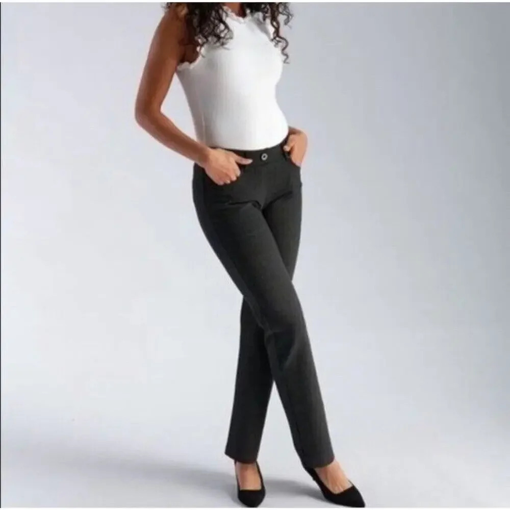 Betabrand Straight Leg Classic Yoga Dress Pants Charcoal Gray‎ Size Medium